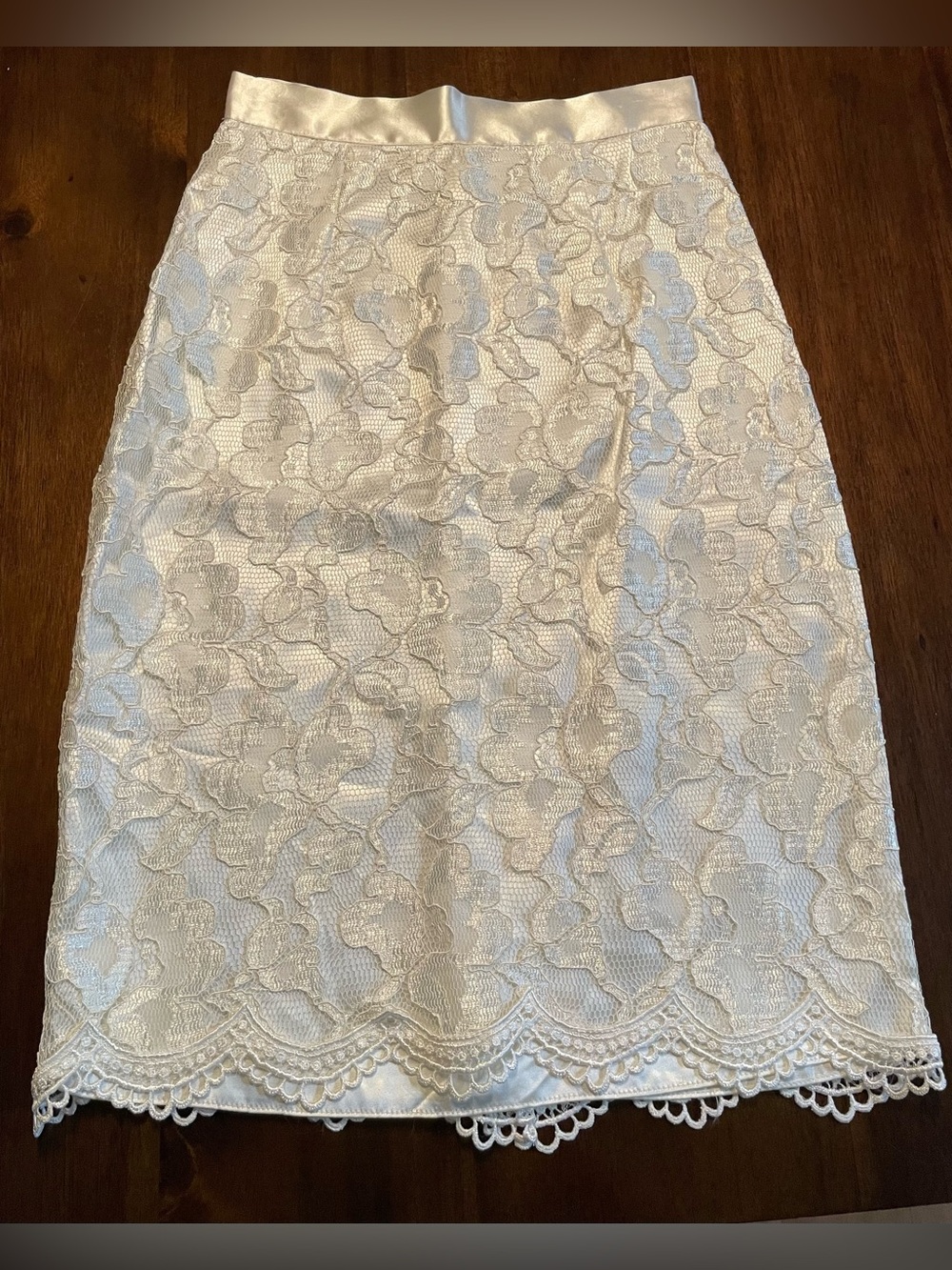 VTG Scott McClintock Sportswear Ivory Lace Pencil Skirt Sz 6 Y2K Coquette Fairy